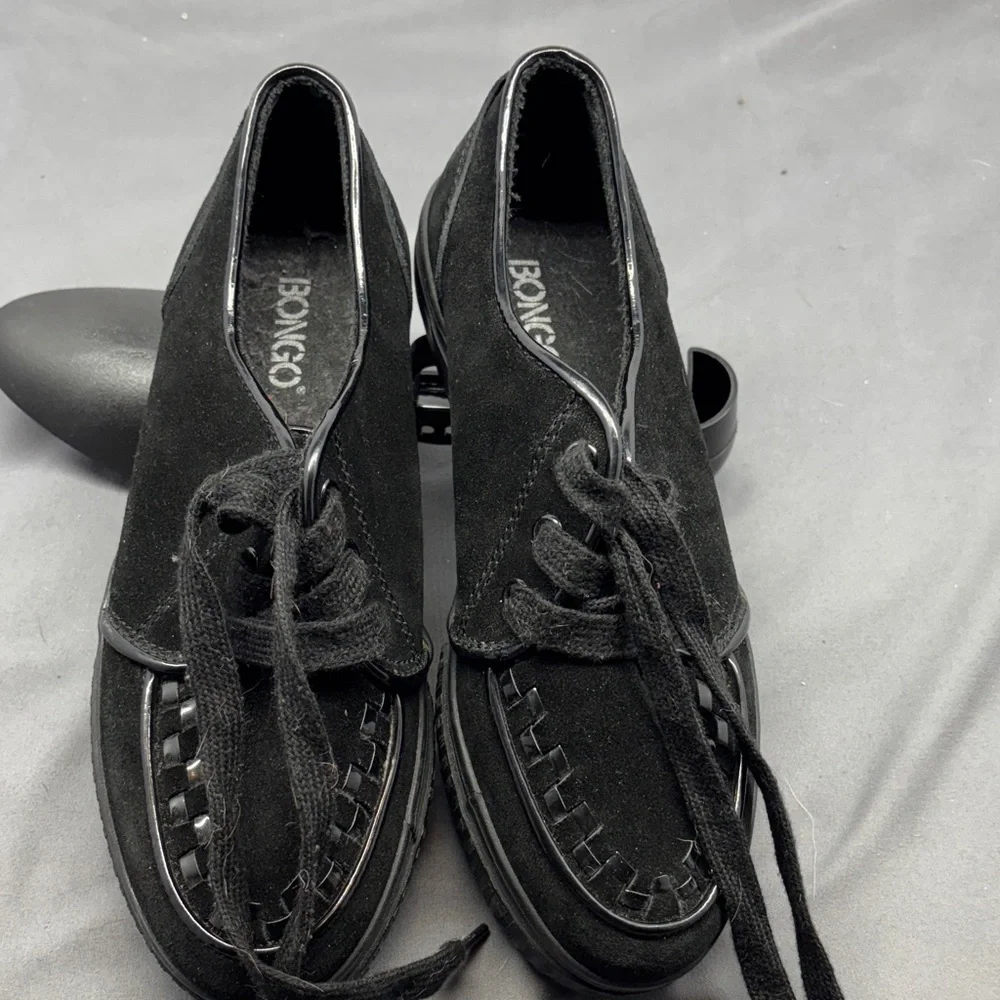 Bongo Men's Black Suede Lace Up Loafers‎ Shoes Size 7